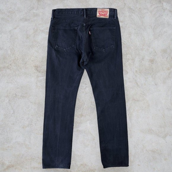 Black Levi's 501 Jeans Straight Leg Mens W32 L34 - Picture 2 of 4